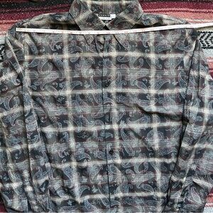 Angelo Litrico Paisley/plaid button down dress shirt size L.